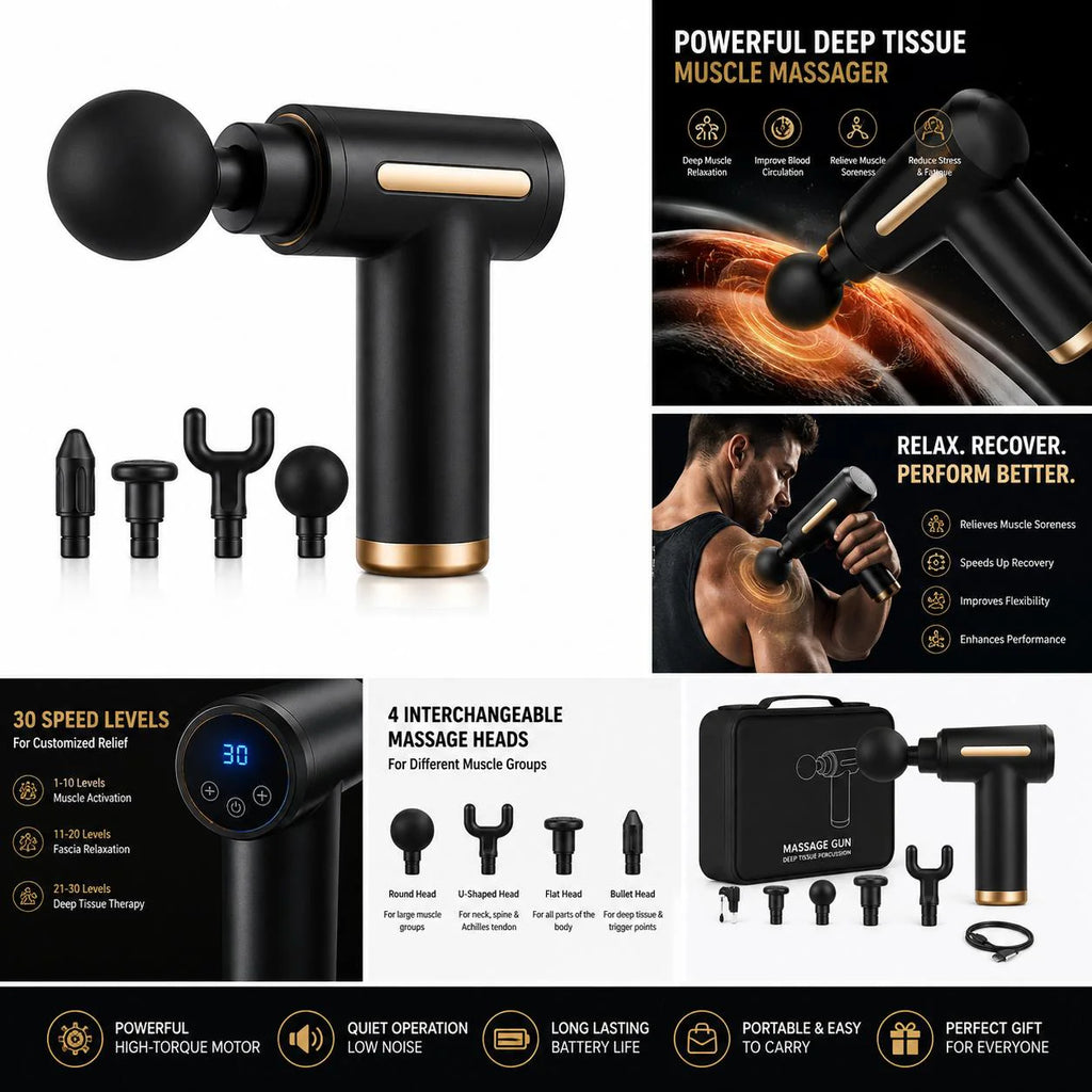 Deep Relief Pro Muscle Massage Gun – Pain & Stress Eliminator